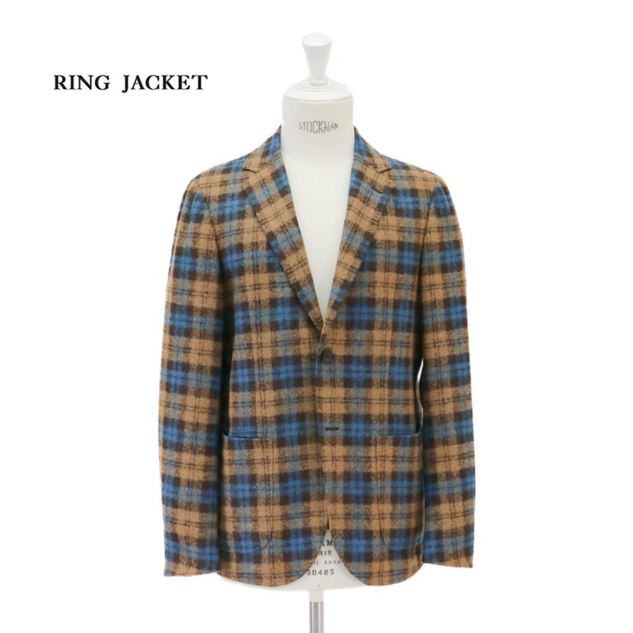 RING JACKET アルパカ・ウール・ナイロン2Bジャケット【ブラウン 