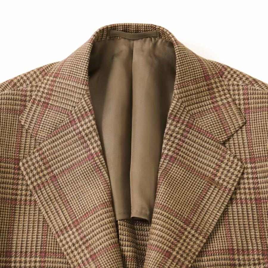 リングヂャケットマイスター　テーラードジャケット　ブラウングレンチェック RING JACKET ウール・シルク・リネン3Bジャケット【ブラウン/チェック