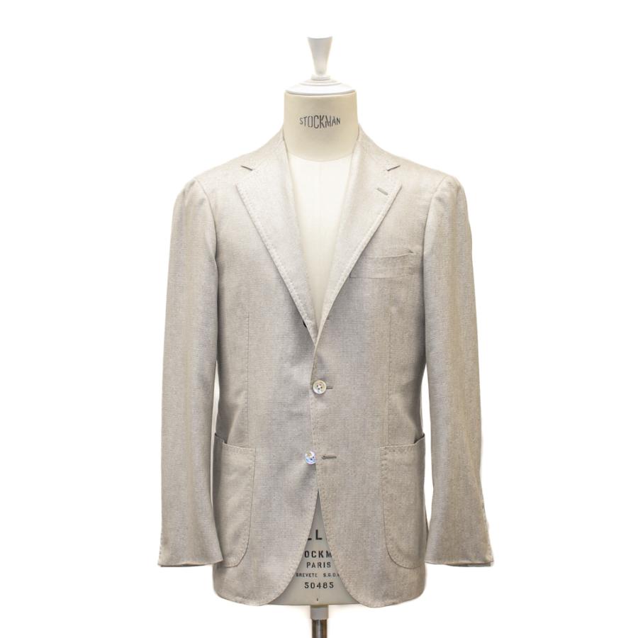 カシミヤ×シルク グレージュ ジャケット No-254の画像