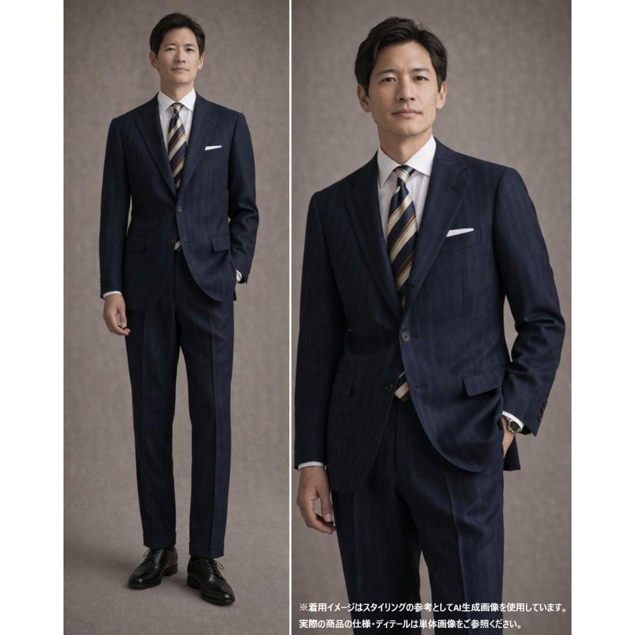 スーパー 110‘sオールシーズン ヘリンボーン ネイビースーツの画像