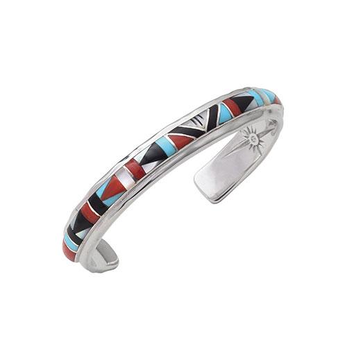 ターコイズミックスインレイ シルバー925バングル 0cm シリアルナンバー