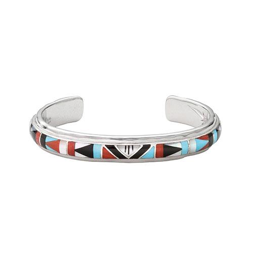 ターコイズミックスインレイ シルバー925バングル 0cm シリアルナンバー