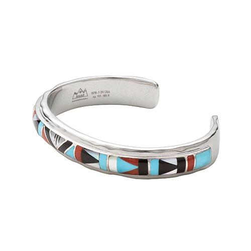 ターコイズミックスインレイ シルバー925バングル 0cm シリアルナンバー