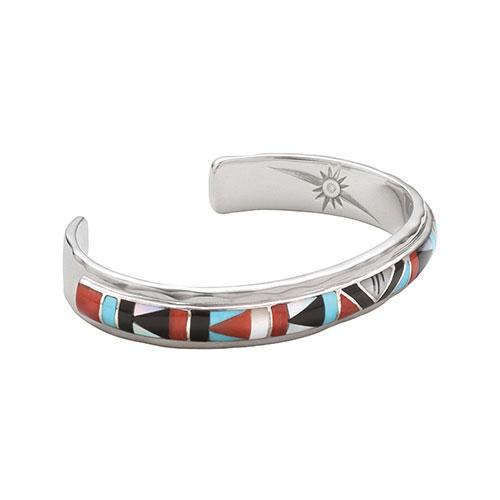 ターコイズミックスインレイ シルバー925バングル 0cm シリアルナンバー