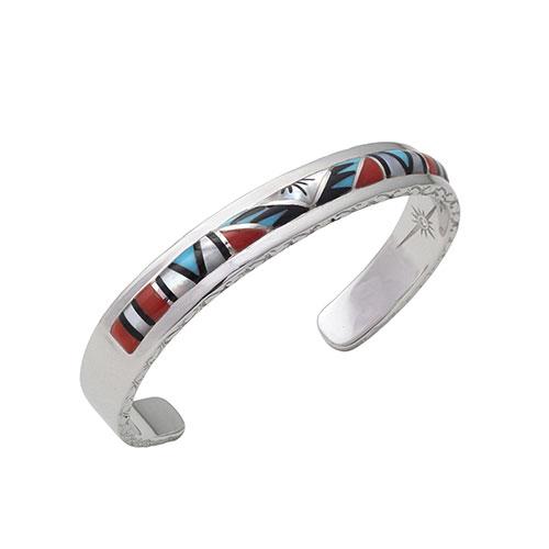 ターコイズミックスインレイ シルバー925バングル 0cm シリアルナンバー