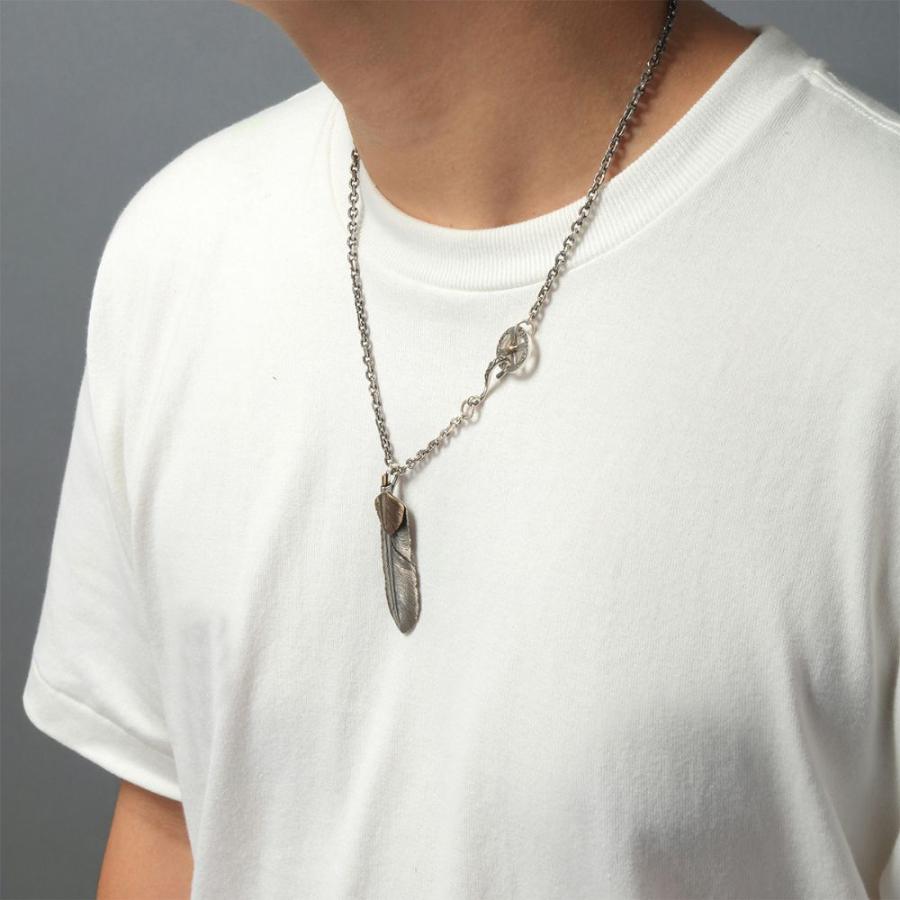 ハート付 フェザー(左向き) シルバー925 オキシダイズコーティング