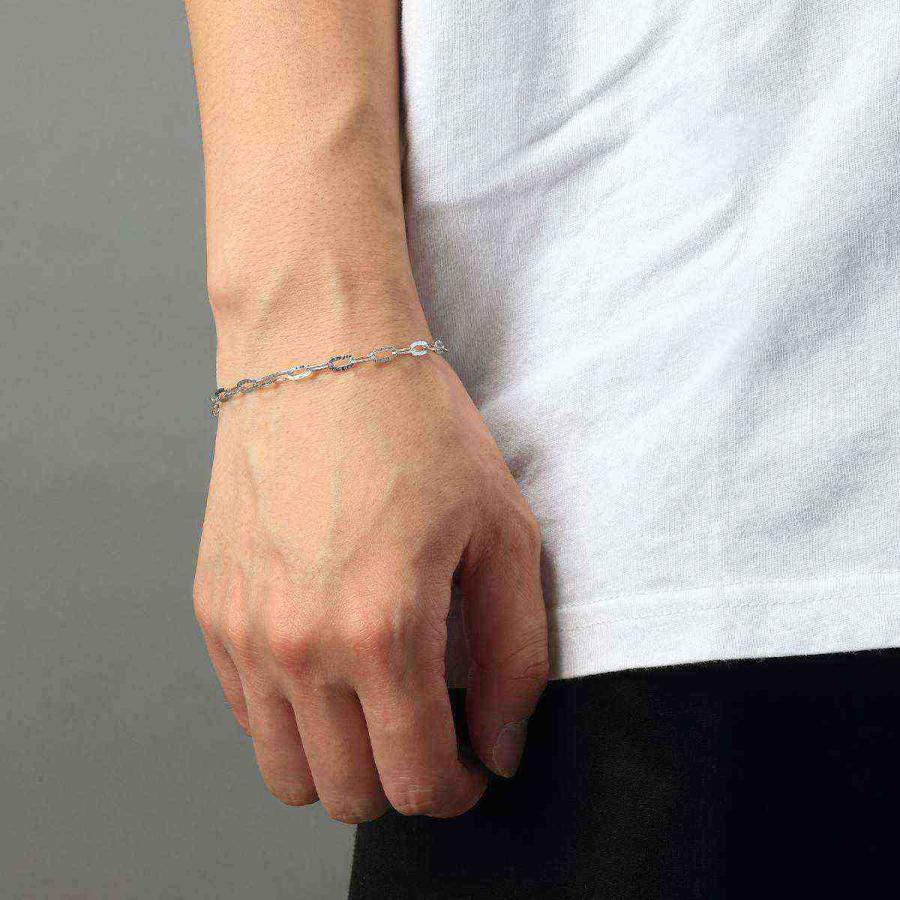 フラットチェーンブレスレット ロジウムコーティング シルバー925_4