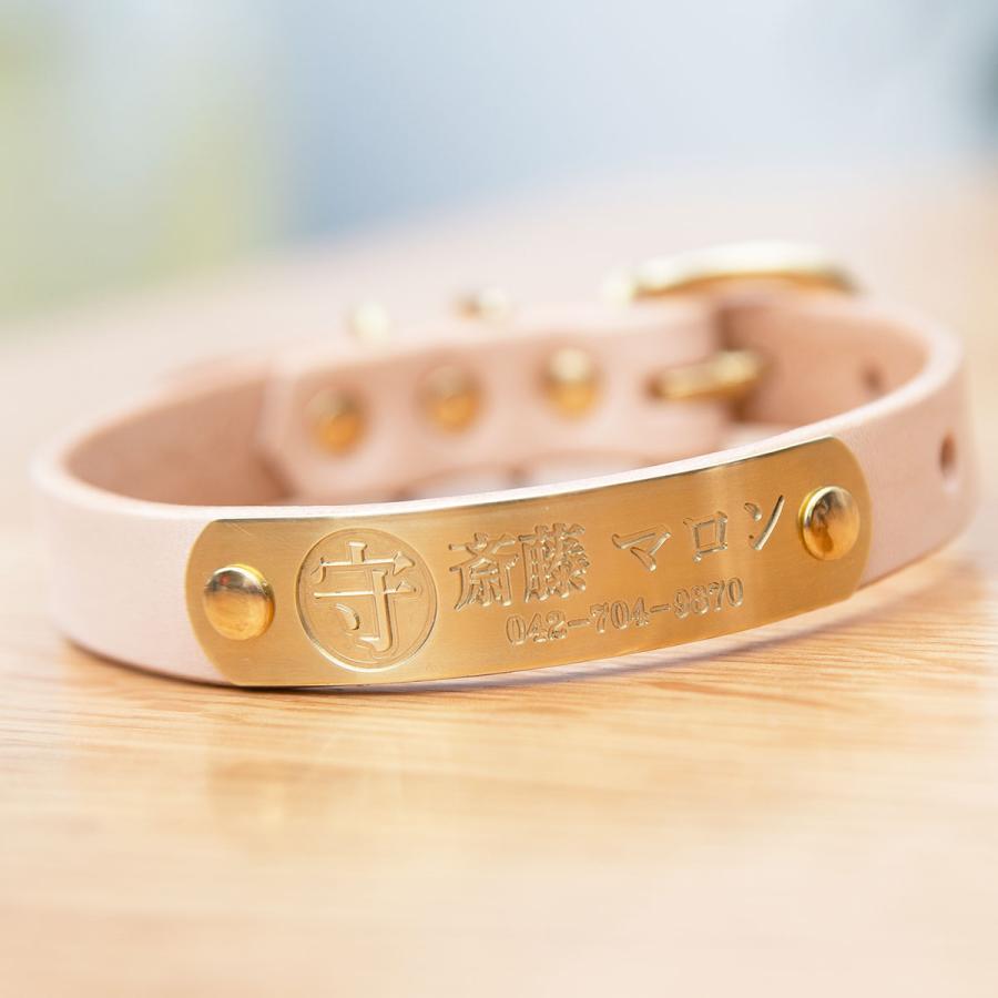 好きな漢字1文字 切削彫刻 迷子札付首輪 おなまえ首輪 真鍮彫刻