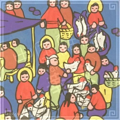 中国 農民画55 鳥市場 手描き絵 25cm : shopooo by GMO - 通販 - Yahoo