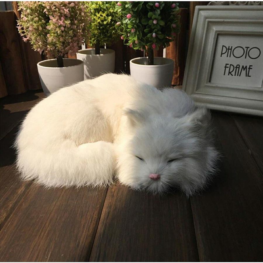 眠る猫のリアルぬいぐるみ】ねこ ネコ ラビットファー リアルファー 寝