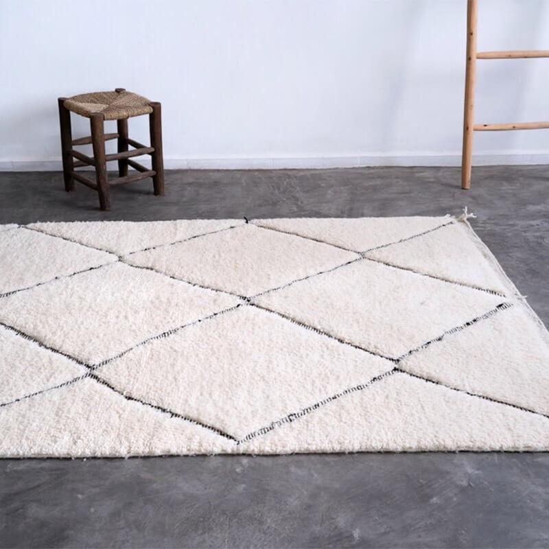 ふかふか厚さ3cm！ベニワレン ラグ 147 x 230 cm ウール100% 新品 一点