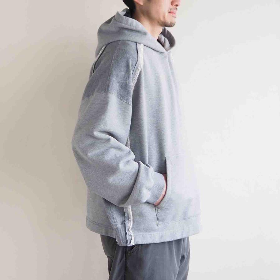 WELLDER ウェルダー Cut Off Hooded カットオフフーデッド スウェットパーカー ヘザーグレー｜itempost｜04