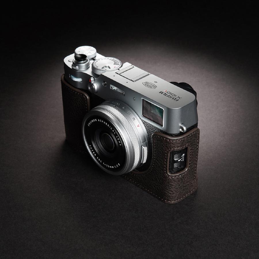 TP Original FUJIFIFILM X100V 用 ボディーハーフケース ダークブラウン｜itempost｜14