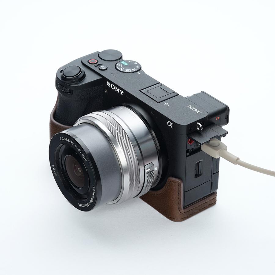 TP Original SONY α6700用 ボディーハーフケース ダークブラウン 