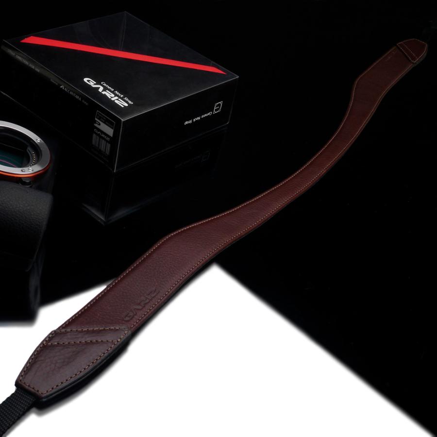 GARIZ Italian Leathere with Alcantara カメラネックストラップ AT-DSLABR ブラウン