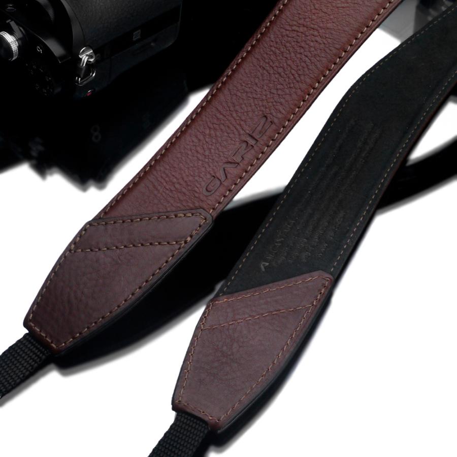 GARIZ Italian Leathere with Alcantara カメラネックストラップ AT-DSLABR ブラウン