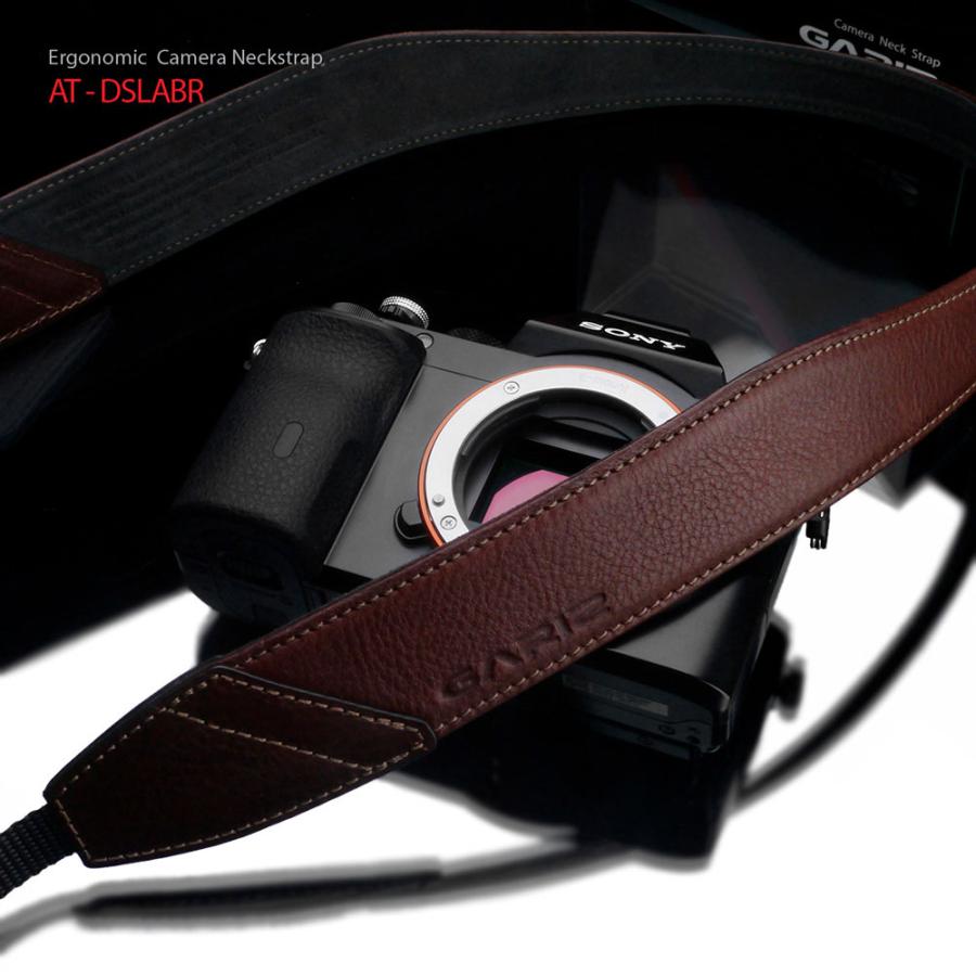 GARIZ Italian Leathere with Alcantara カメラネックストラップ AT-DSLABR ブラウン