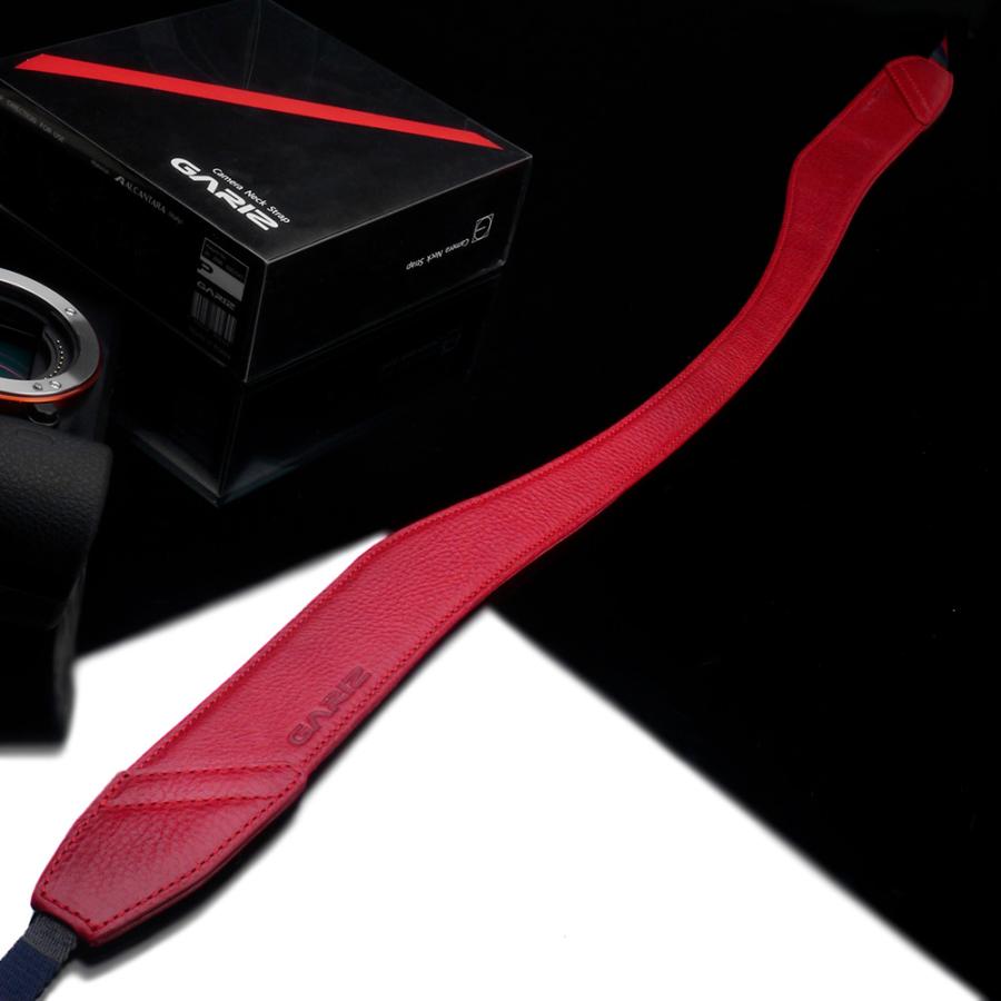 GARIZ Italian Leathere with Alcantara カメラネックストラップ AT-DSLAR レッド