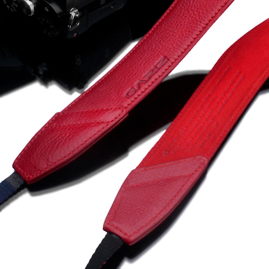GARIZ Italian Leathere with Alcantara カメラネックストラップ AT-DSLAR レッド