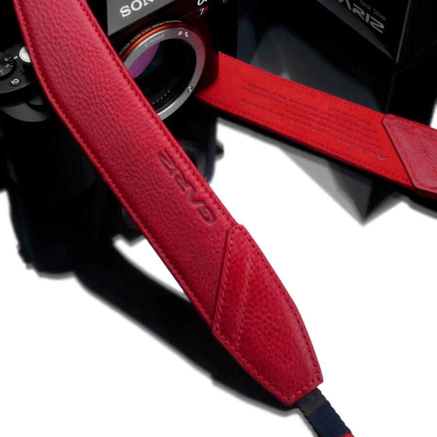 GARIZ Italian Leathere with Alcantara カメラネックストラップ AT-DSLAR レッド
