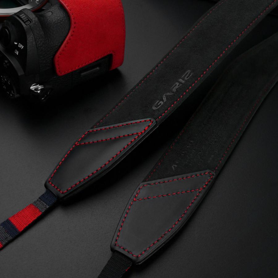 GARIZ Alcantara カメラネックストラップ AT-DSLCGR チャコールグレー/レッドステッチ