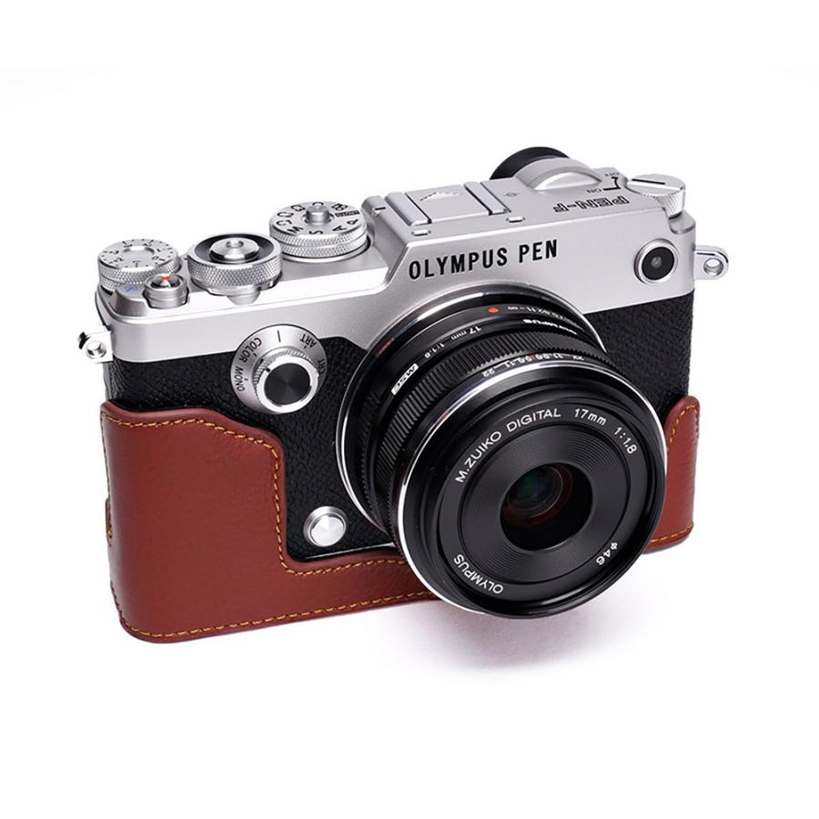 TP Original OLYMPUS PEN-F用 ボディーハーフケース ブラウン