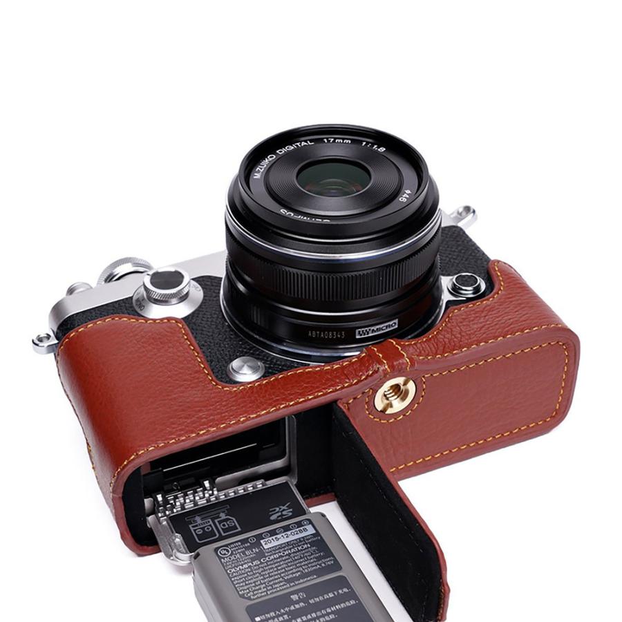 TP Original OLYMPUS PEN-F用 ボディーハーフケース ブラウン