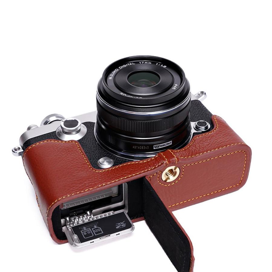 TP Original OLYMPUS PEN-F用 ボディーハーフケース ブラウン