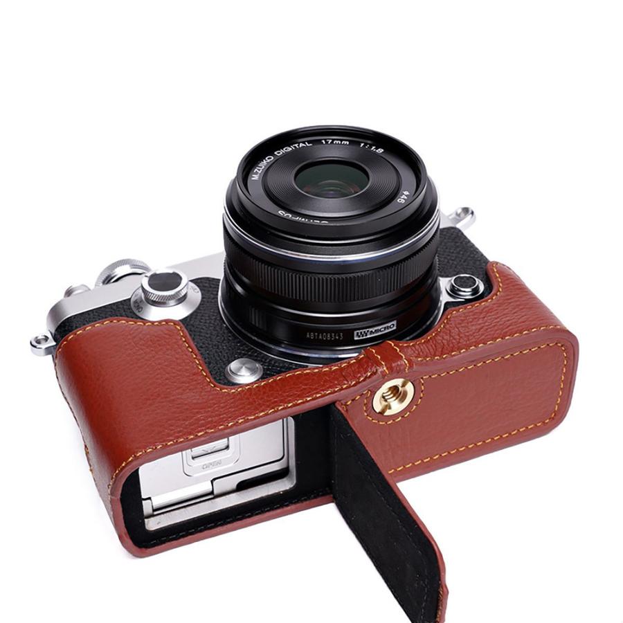 TP Original OLYMPUS PEN-F用 ボディーハーフケース ブラウン