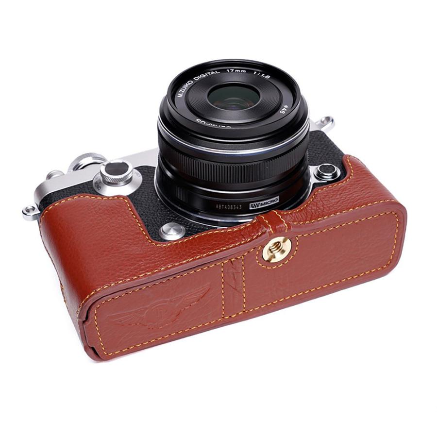 TP Original OLYMPUS PEN-F用 ボディーハーフケース ブラウン