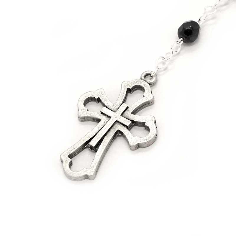 DOLCE&GABBANA ロザリオネックレス クロス シルバー ブラック
