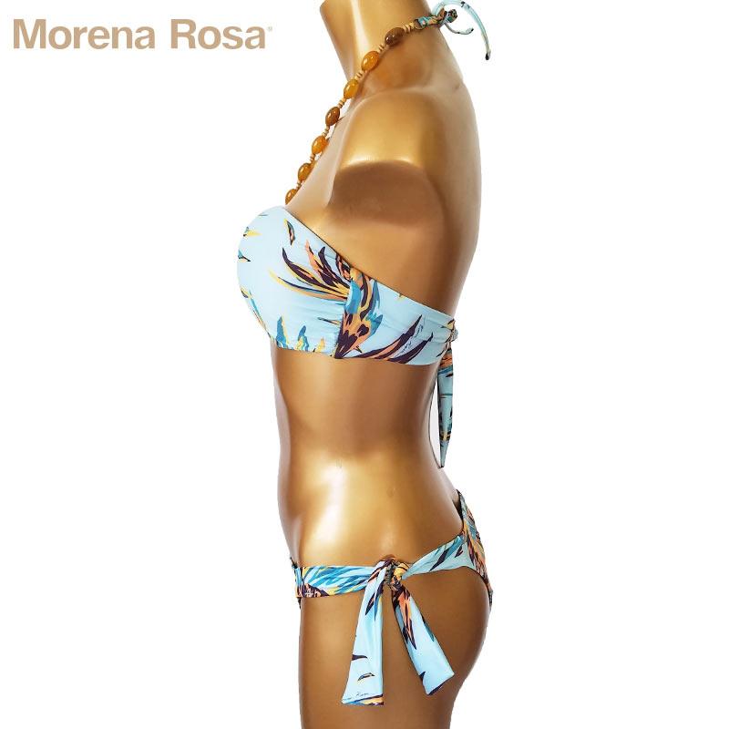 【Morena Rosa】モレナローザ ビジューネックレス付ボタニカル柄バンドゥ水着｜アクア |  | 02