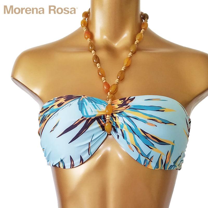 【Morena Rosa】モレナローザ ビジューネックレス付ボタニカル柄バンドゥ水着｜アクア |  | 05