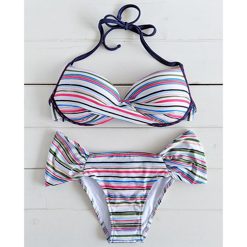 【Morena Rosa】フロントクロスライトボーダー水着 ワイヤー入り_1