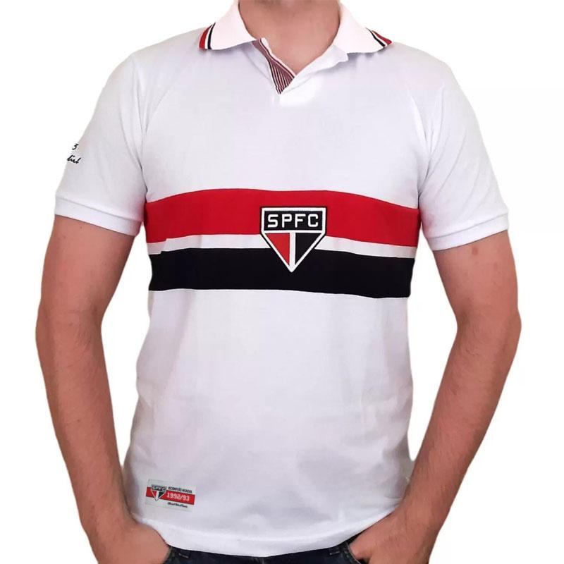 サンパウロFC公式襟付きTシャツ SAO PAULO FC 刺繍エンブレムレトロ