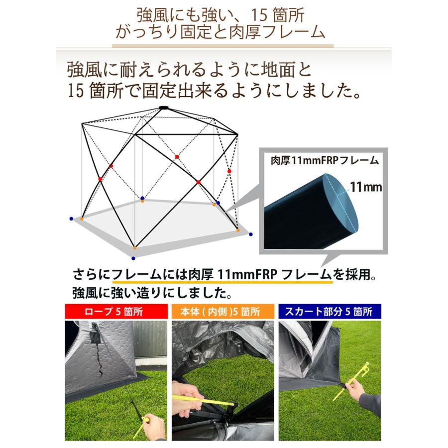 サウナテント 本体 大型 7人用 工具必要なし 五角形 テント サウナ 薪