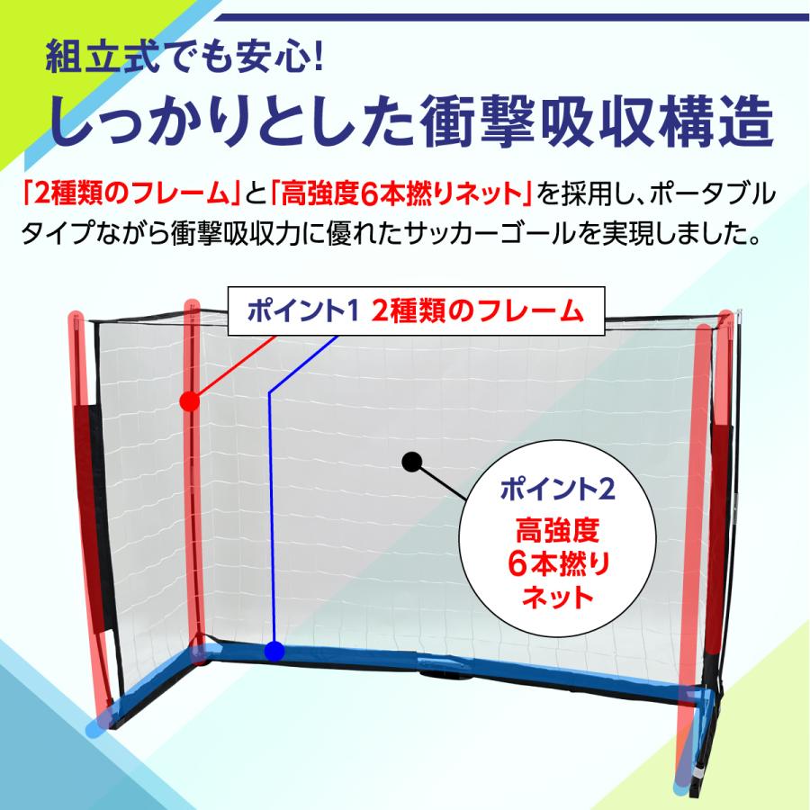 サッカーゴール 折りたたみ 4.2×2.2m 練習用 サッカーネット ゴール サッカー 室内 屋外兼用 組み立て式 持ち運び ポータブル 軽量 子供 大人 ミニゲーム フッ_5