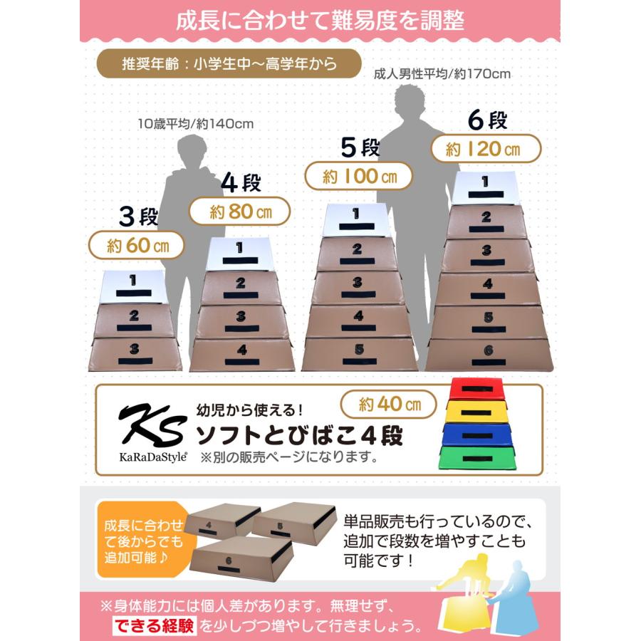 跳び箱 室内 子供 高学年向け ソフト 飛び箱 とび箱 ジョイント式 小学生 指導ライン 高重量 運動 自宅 子ども 室内 家庭用 高さ60cm 3段セット_17