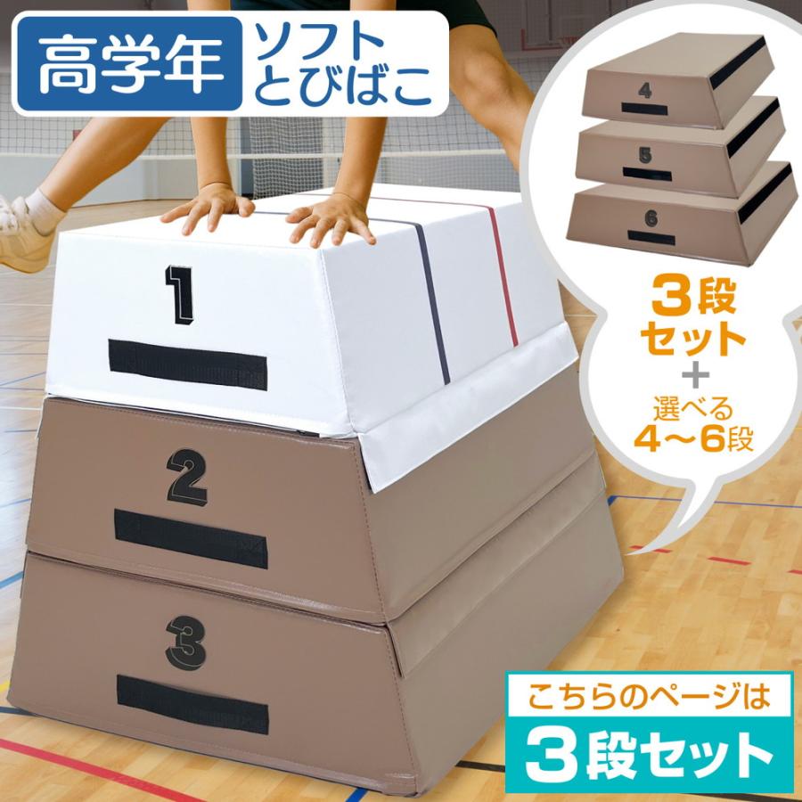 跳び箱 室内 子供 高学年向け ソフト 飛び箱 とび箱 ジョイント式 小学生 指導ライン 高重量 運動 自宅 子ども 室内 家庭用 高さ60cm 3段セット_1