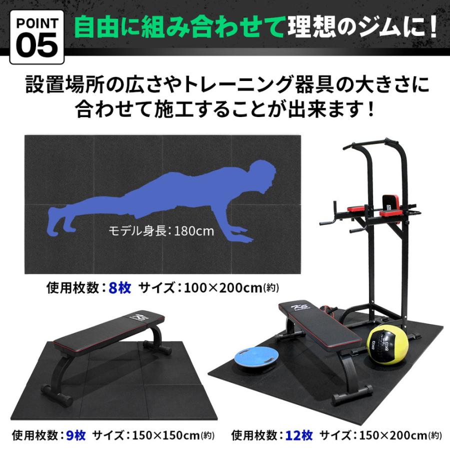 ゴムチップマット ジム マット 25mm ゴム フロアマット 防音 衝撃吸収 筋トレ トレーニングマット ラバーマット 重量器具 ダンベル バーベル フィットネス 50の画像