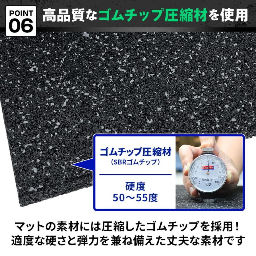 ゴムチップマット ジム マット 25mm ゴム フロアマット 防音 衝撃吸収 筋トレ トレーニングマット ラバーマット 重量器具 ダンベル バーベル フィットネス 50の画像