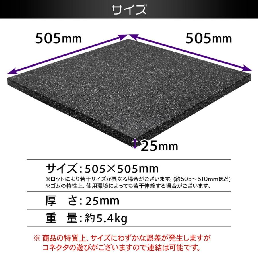 ゴムチップマット ジム マット 25mm ゴム フロアマット 防音 衝撃吸収 筋トレ トレーニングマット ラバーマット 重量器具 ダンベル バーベル フィットネス 50の画像