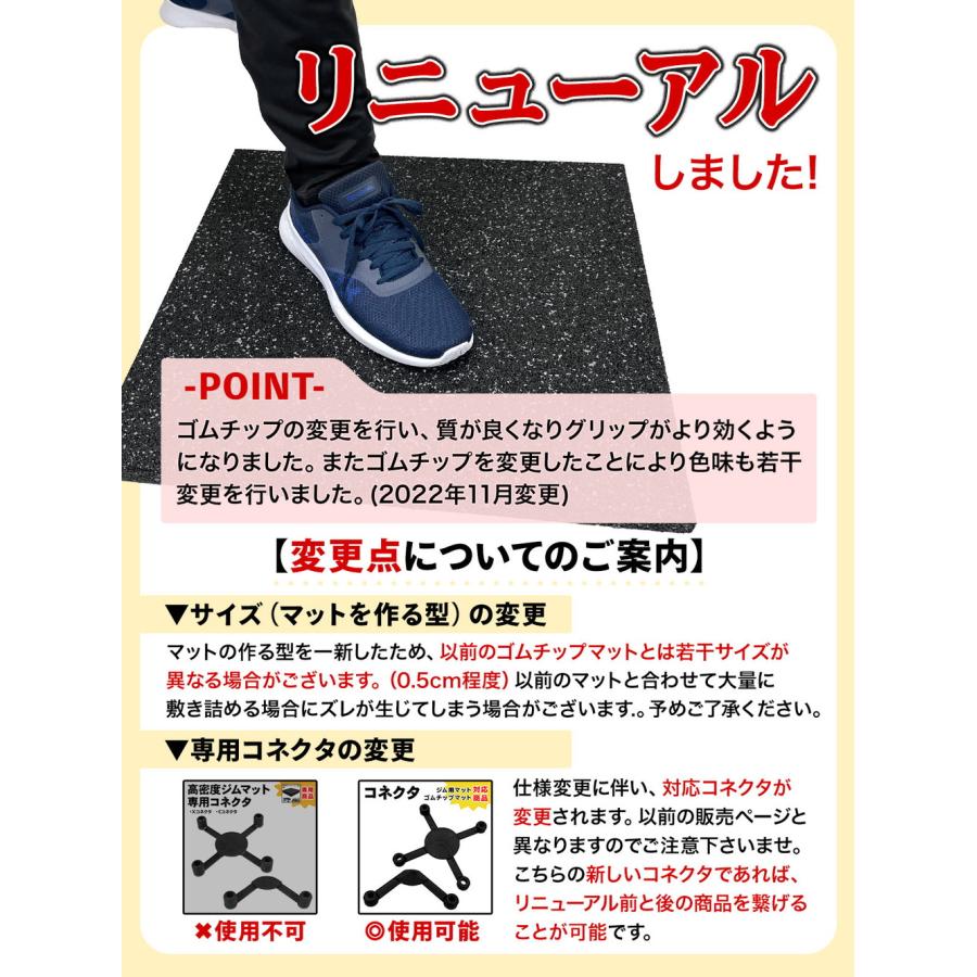 ゴムチップマット ジム マット 25mm ゴム フロアマット 防音 衝撃吸収 筋トレ トレーニングマット ラバーマット 重量器具 ダンベル バーベル フィットネス 50の画像