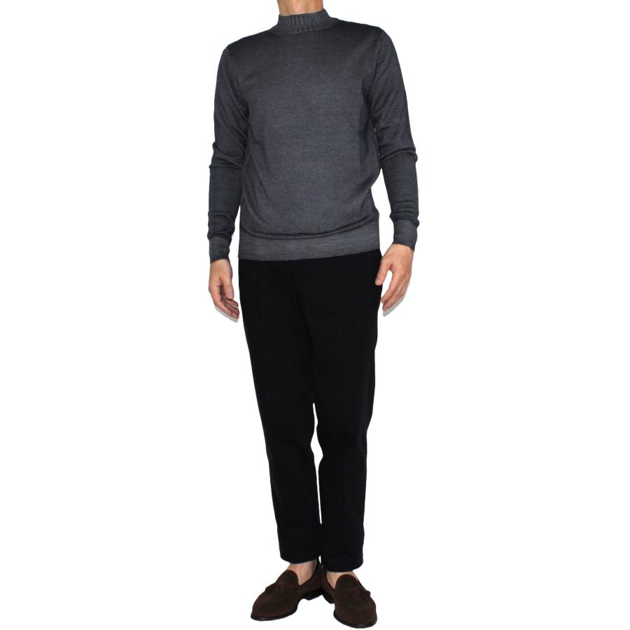 Cruciani（クルチアーニ） モックネックニット（27×9Ｇ切替） チャコールグレー　ガーメントダイ　長袖【２３ＦＷ・国内正規品】_17