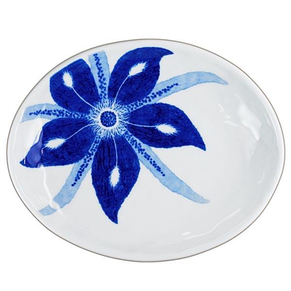 砥部焼 きよし窯 楕円皿（大）カトレア 砥部焼「きよし窯