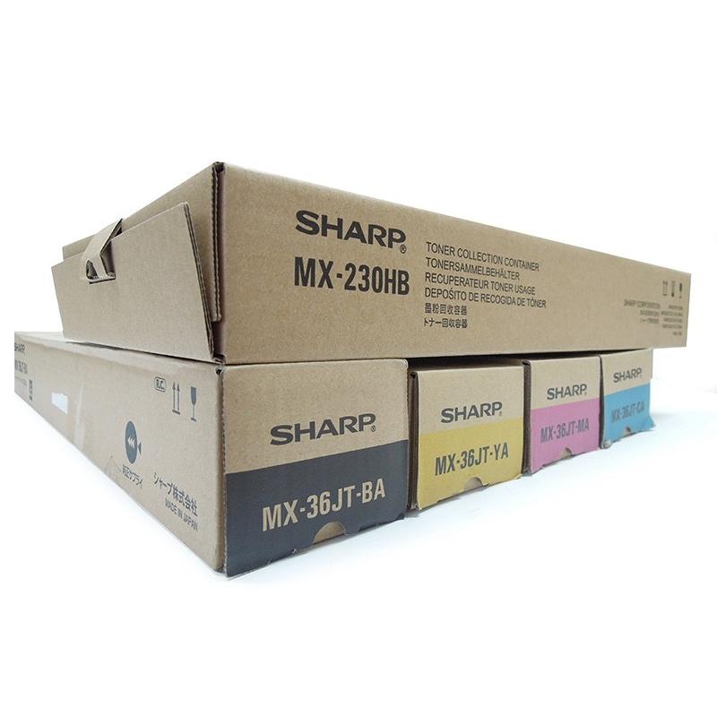 シャープ　SHARP　MX-36JT　4色セット（BA、MA、CA、YA　各1本） + 廃トナーボックス MX-230HB　純正品