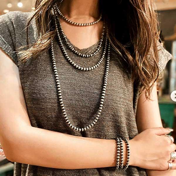 【Ericka Nicolas Begay（エリッカニコラスビゲイ）】Navajo Pearl Necklace ナバホパールネックレス [4mm/60cm] ナバホ族 Silver925（インゴットシルバー） Mat｜itempost｜07