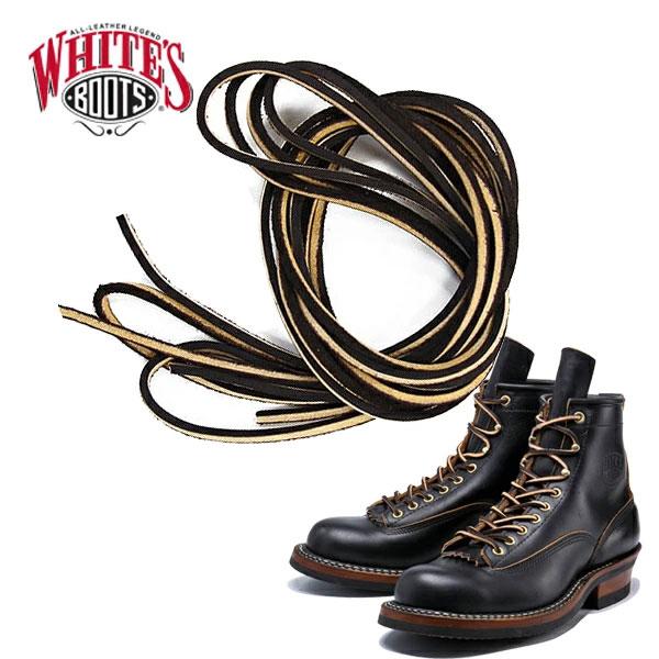 スノーボード ブーツ シューレース ホワイト 26.5～27cm ＊新品訳あり＊ WHITE'S の純正LEATHER SHOE LACE！ BOOTS (ホワイツブーツ) レザー