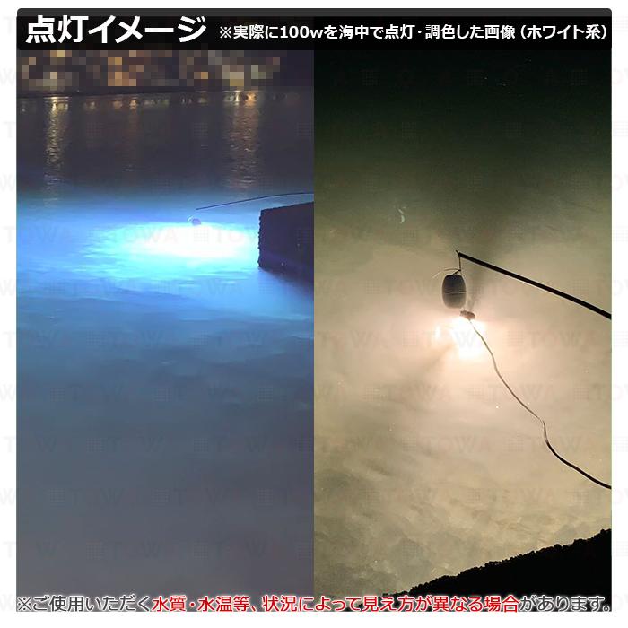 LED 水中集魚灯 集魚ライト 100W カラーチェンジ しらすうなぎ 調光 調色 12V24v オレンジ グリーン ブルー ホワイト イエロー パープル 黄色 青 緑 白 紫 漁船_9