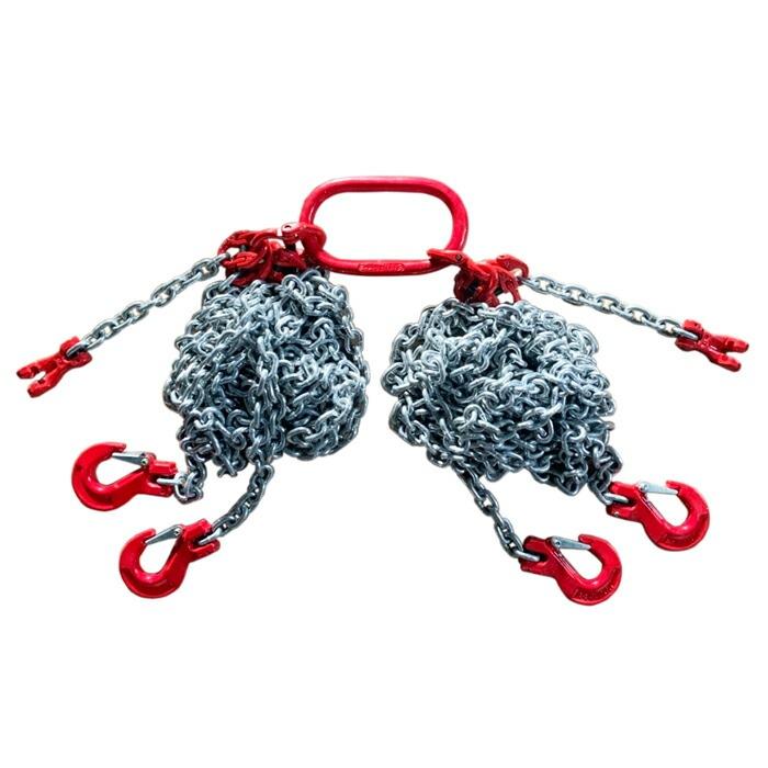 長さ調整機能付４本吊具3T チェーン長さ3m  3000kg吊フックリング付き チェーンスリング スリングチェーン チェーン長さ3m 4本吊具